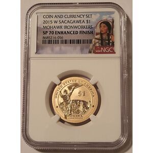 2015 W Native American Sacagawea Dollar Enhanced Mohawk Ironworkers SP70 NGC